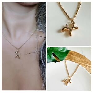 2/$30🌵 Tiny Dog Balloon Animal Puppy Gold Tone Necklace Delicate Boho NEW